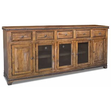 Rustic 82” Console with Metal Banding